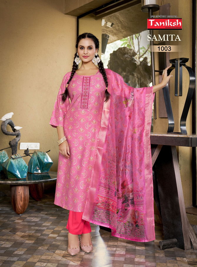 Samita Vol 1 By Taniksh Handwork Printed Kurti With Bottom Dupatta Wholesalers In Delhi
